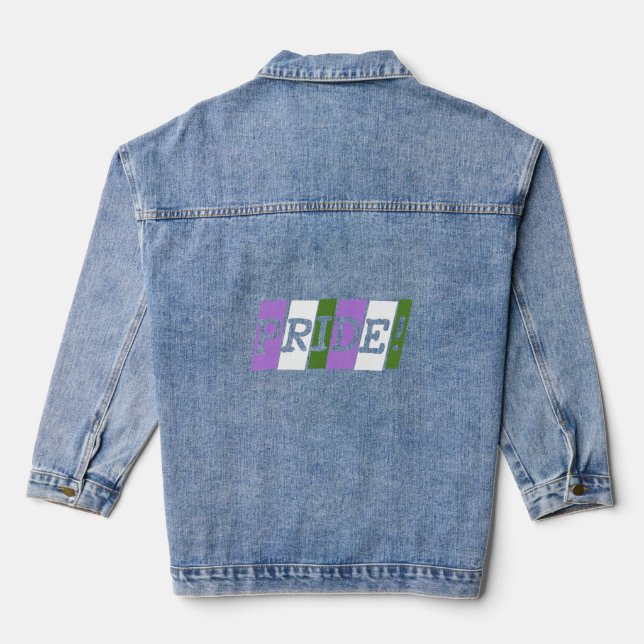 Veste En Jean Signe de texte Genderqueer pride (Verso)