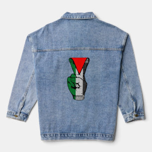 Veste En Jean Signe de Victoire Main Résistance Symbole Triangle