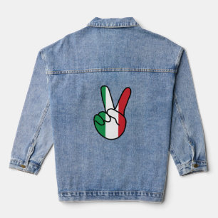 Veste En Jean SIGNE V DU Drapeau Italie
