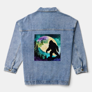 Veste En Jean Silhouette de Sasquatch marchant sur la lune de la