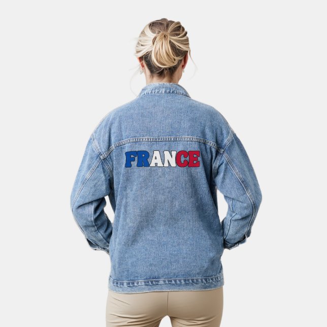 Veste En Jean Simple moderne France National Drapeau (Modèle)
