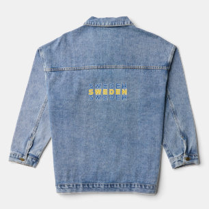 Veste En Jean Simple moderne Suède Suède Suède Drapeau Pays Souv