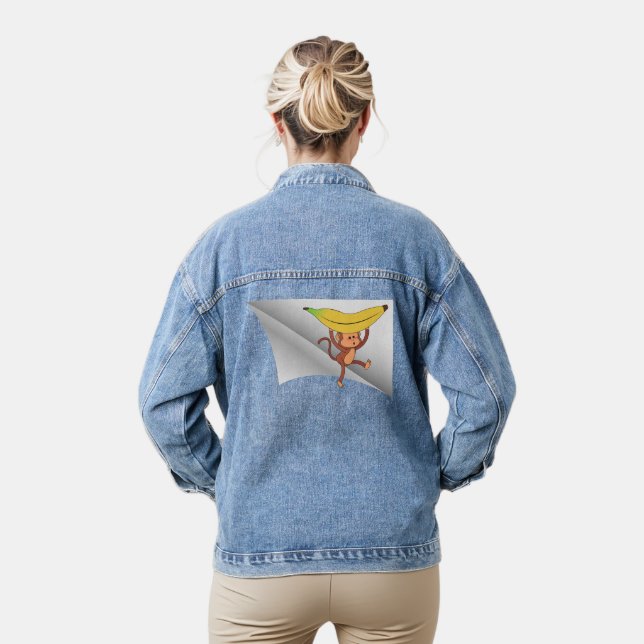 Veste En Jean singe à la banane sous le patch (Modèle)