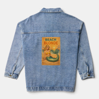 Veste En Jean Sirène Pin-Up Blonde de Plage Vie Rétro Côtière Je