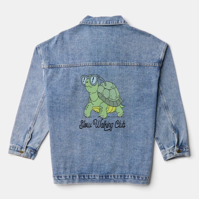 Veste En Jean Slow Walking Club Cute Funny Turtle (Verso)