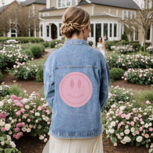 Veste En Jean smiley visage personnalisé nom joyeux sourire