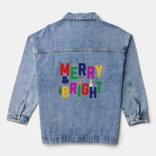 Veste En Jean Snowman de rennes d'arbre de pin doux et joyeux