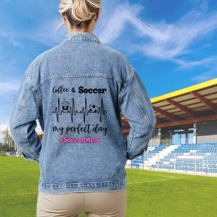 Veste En Jean Soccer Maman Café et Soccer Heartbeat Funny