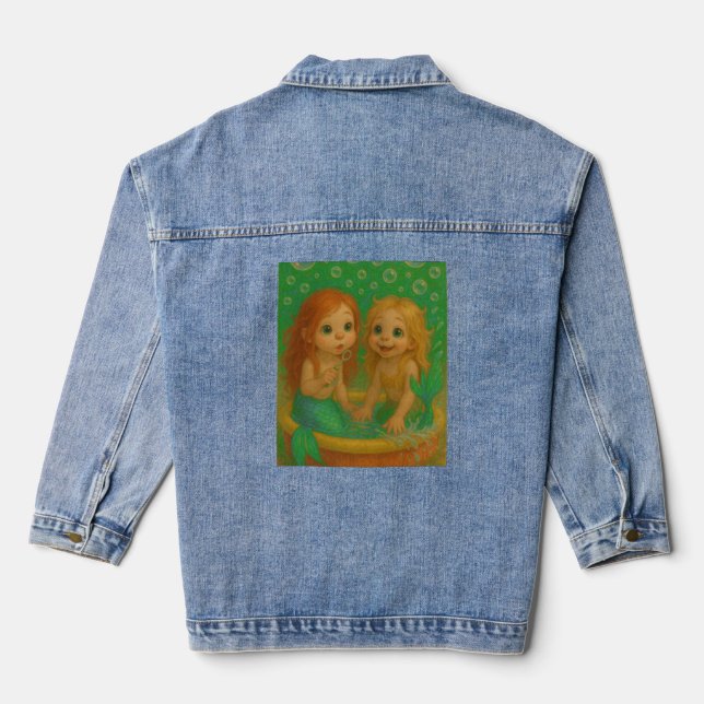 Veste En Jean Soeurs sirènes mignonnes grand oeil à patauger ima (Verso)