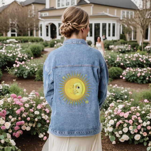 Veste En Jean Soleil, Lune et Étoiles (Mariage Retour)