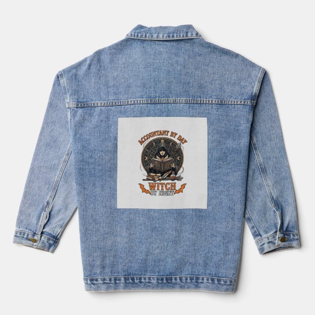 Veste En Jean Sorcière de jour de comptable nuit de Halloween li (Verso)