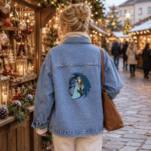 Veste En Jean Sorcière du Dragon Bleu Flocons de Neige
