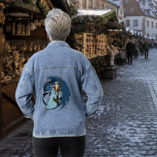 Veste En Jean Sorcière du Dragon Bleu Flocons de Neige