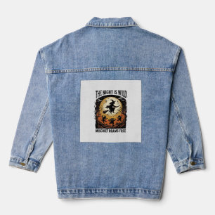 Veste En Jean Sorcière Vintage Halloween Lunes Malice Graphique_
