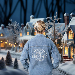 Veste En Jean Souhaitez-vous Joyeux Noël Retro Typographie blanc