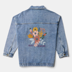 Veste En Jean Soyez toujours génial - Fleurs Vintages Super