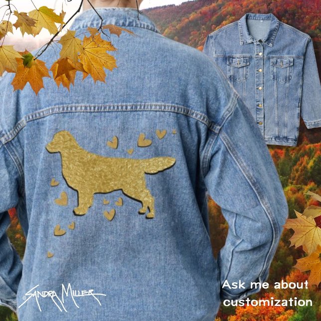 Veste En Jean SPARKLY THANGG Golden Retriever faux métallique (Créateur téléchargé)