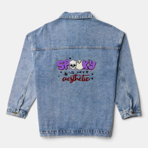 Veste En Jean Spooky Est Mon Style - Crâne et Fantôme d'Hallowee