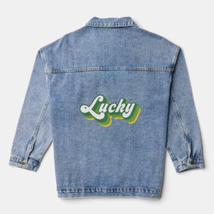 Veste En Jean St Patrick's Day déprimé Lucky Word style rétro