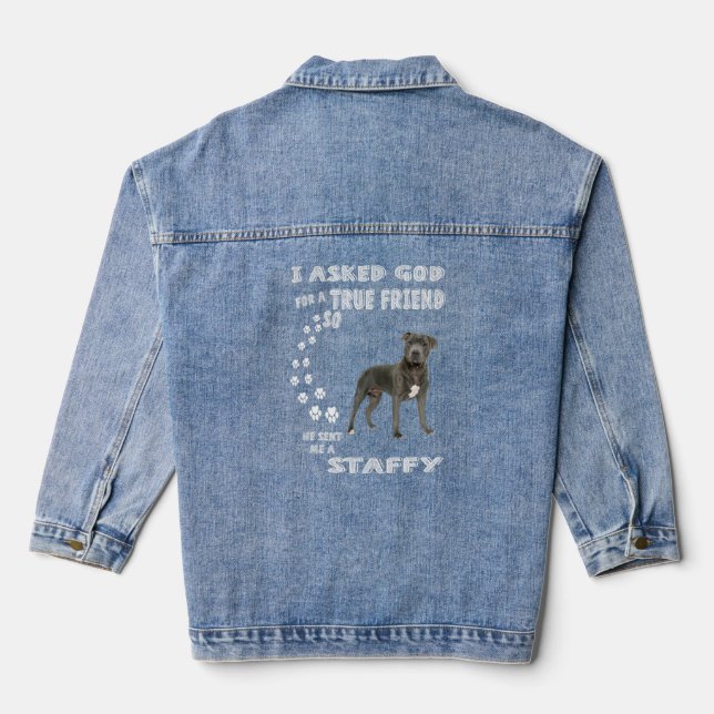 Veste En Jean Staffy Chien Maman Stafford Papa Staffordshire Bul (Verso)