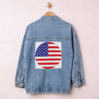 Veste En Jean "Stars, Stripes, and Style : American Flag Print.