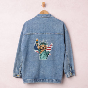 Veste En Jean Statue de la Liberté canine du 14 juillet Patrioti