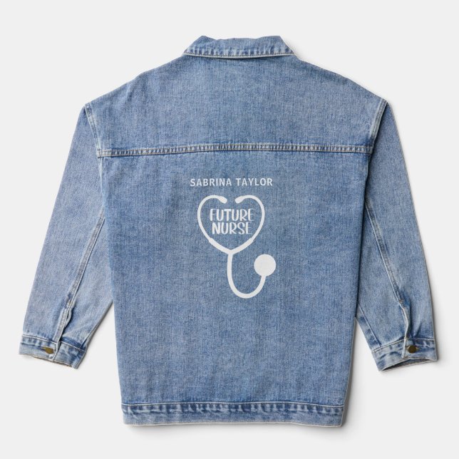 Veste En Jean Stéthoscope d'infirmière future personnalisé (Verso)