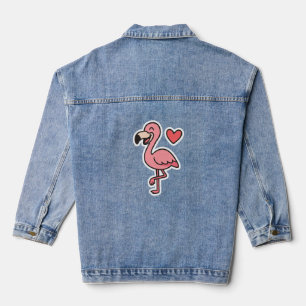Veste En Jean Sticker Flamant rose de dessin animé mignon avec c