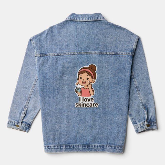 Veste En Jean Sticker pour fille de soins mignons - Caricature a (Verso)