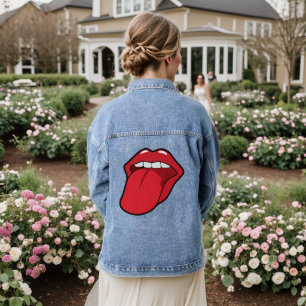 VESTE EN JEAN STICKING OUVERT TONGUE MOUTH LPS