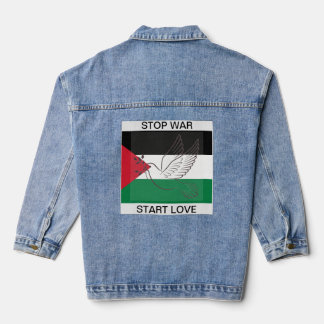 VESTE EN JEAN STOP WAR START LOVE