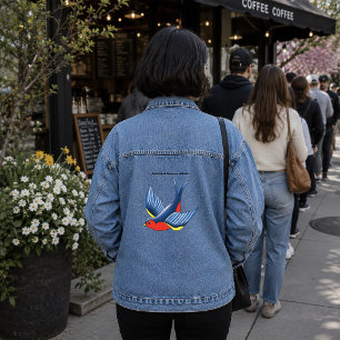 Veste En Jean Style de tatouage d'oiseau hirondelle traditionnel