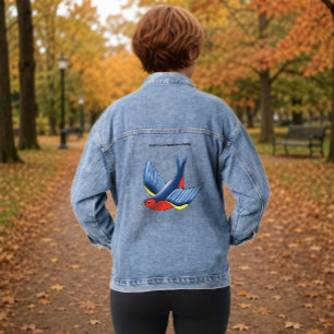 Veste En Jean Style de tatouage d'oiseau hirondelle traditionnel