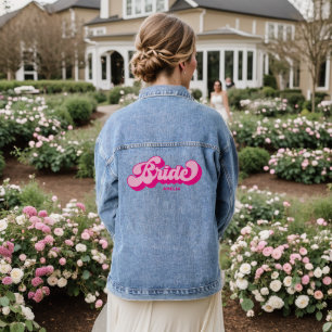 Veste En Jean Style Rétro Rose Chaud Enterrement de Vie de Jeune