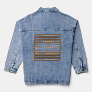 Veste En Jean Style sud-ouest bleu et Motif géométrique Brown