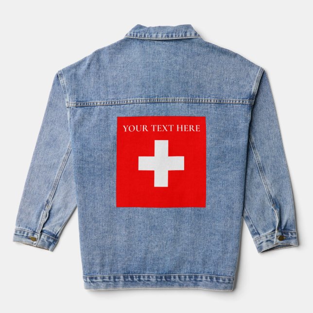 Veste En Jean Suisse personnalisée Drapeau Suisse Europe Suisse (Verso)