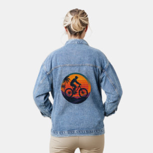 Veste En Jean Sunset Mountain Biker Retro Adventure Art