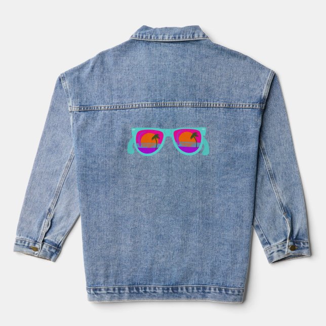 Veste En Jean Super Lunettes de soleil Retro Neon 80 Sunset (Verso)