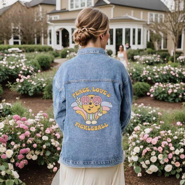 Veste En Jean Super Retro Peace, Love & Pickleball Denim Jacket (Mariage Retour)