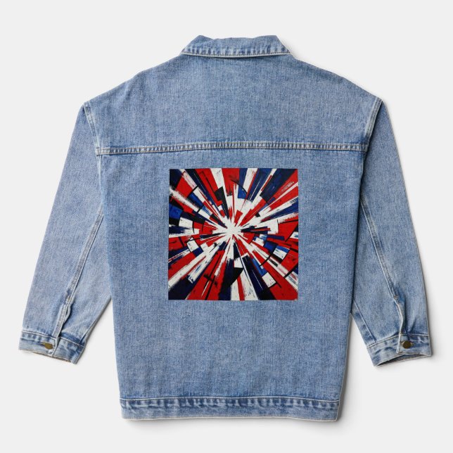 Veste En Jean Supernova Pop – Explosion Géométrique Abstraite (Verso)