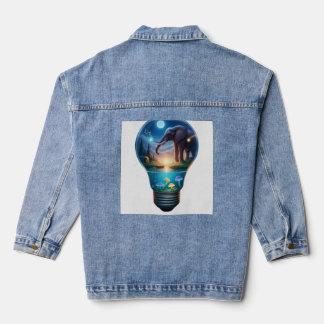 Veste En Jean Surreal Elephant World Inside Light Bulb Fantasy A