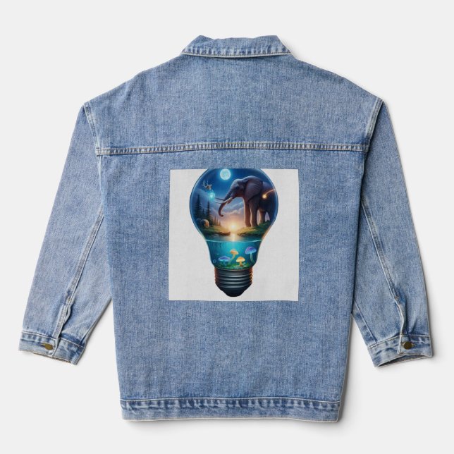 Veste En Jean Surreal Elephant World Inside Light Bulb Fantasy A (Verso)