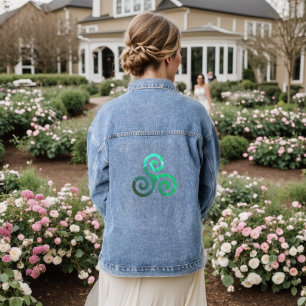 Veste En Jean Symbole celtique antique Emerald Triskele Blanc