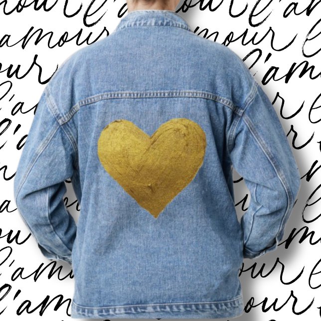Veste En Jean Symbole coeur d'or de Love BlueJean Jacket (Créateur téléchargé)