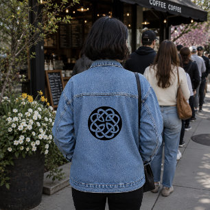 Veste En Jean Symbole de cercle de nœud celtique noir et blanc