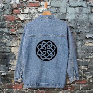 Veste En Jean Symbole de cercle en entrelacs celtique noir et bl