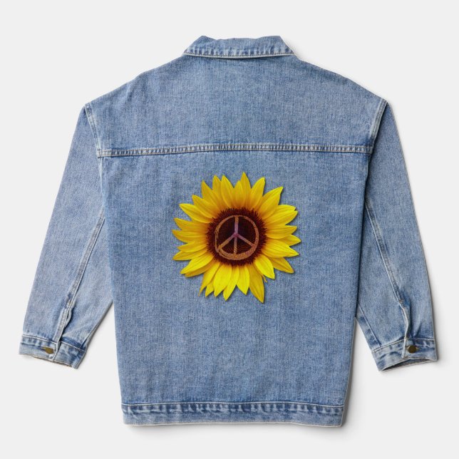 Veste En Jean Symbole de la paix tournesol signe anti-guerre Lov (Verso)
