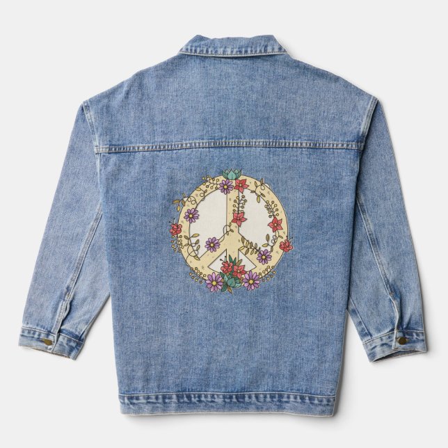 Veste En Jean SYMBOLE DE PAIX Floral (Verso)