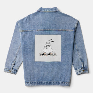 Veste En Jean T-shirt classique design Halloween mignon fantôme