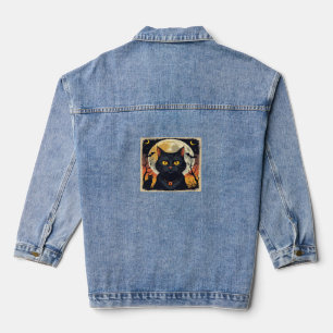 Veste En Jean T-Shirt Classique Rétro Chat Noir Halloween Classi